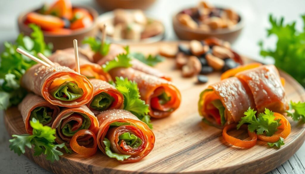 Delicious jerky and meat roll-ups Delicious jerky and meat roll-ups