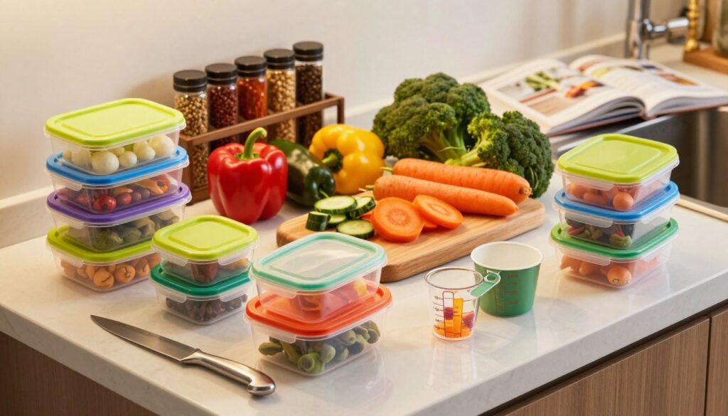 Tools and containers for efficient meal prep